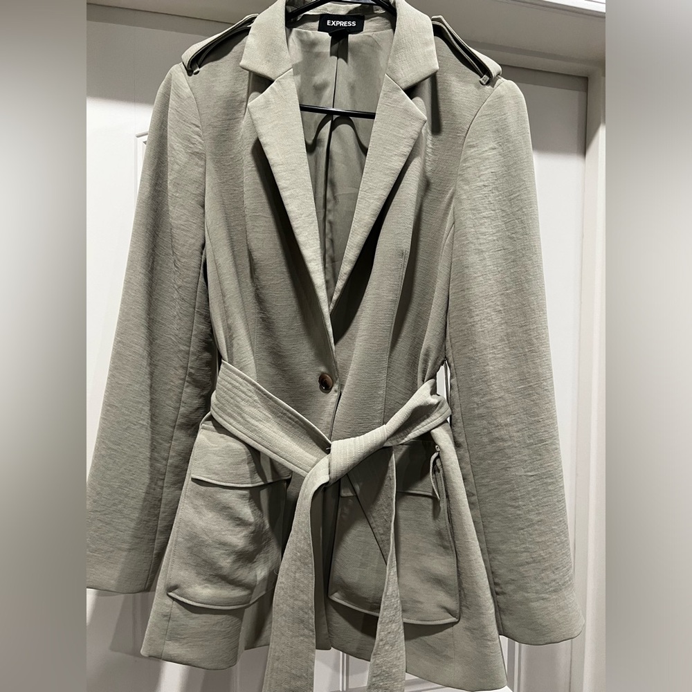 Express Olive Green Belted Blazer